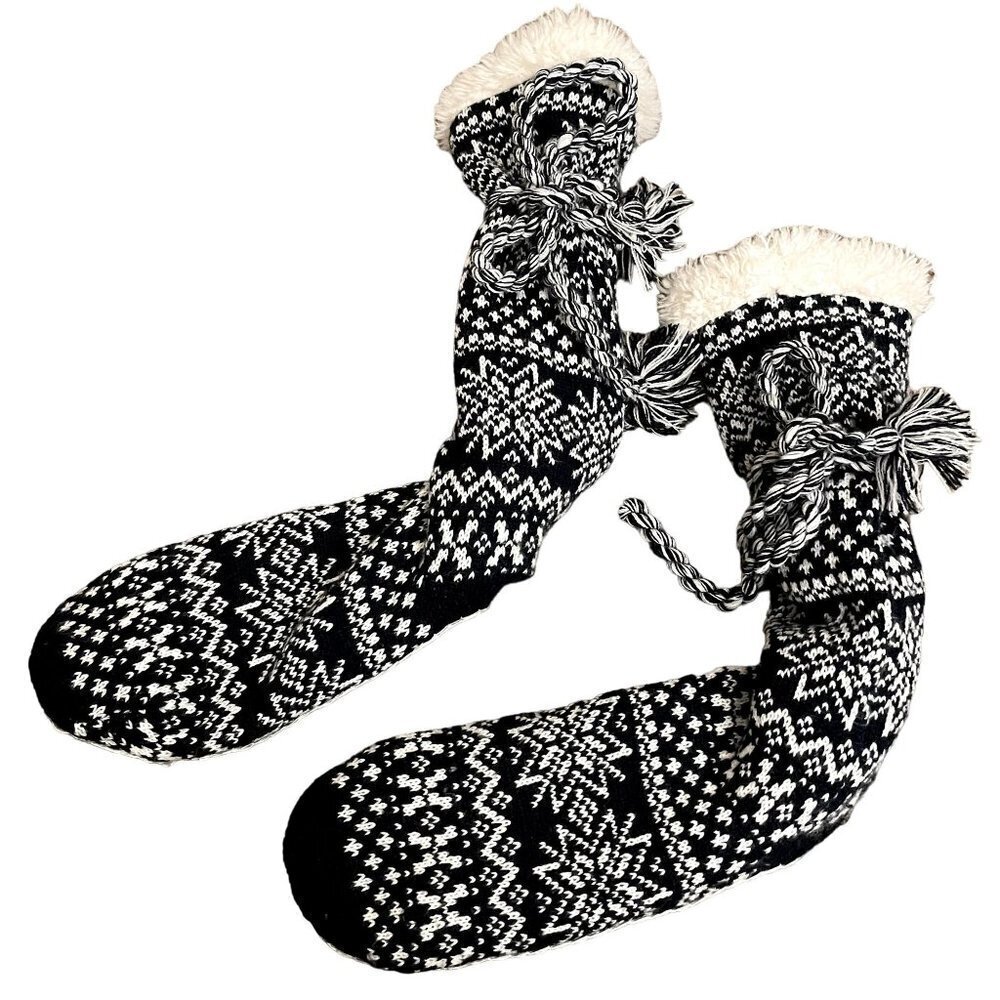 Altar'd State black and white snowflake winter long sock slippers casual warm